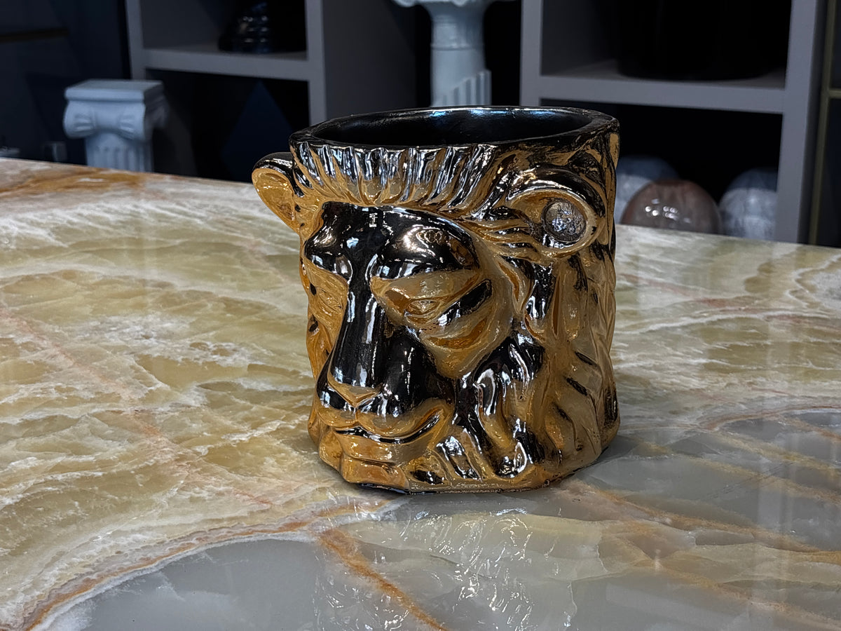 Aslan Saksı Gold Dekoratif Obje