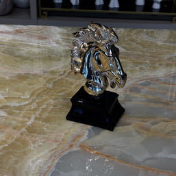 At Başı Büst Gold Dekoratif Obje