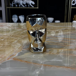 Soyut Yüz Saksı Gold Dekoratif Obje