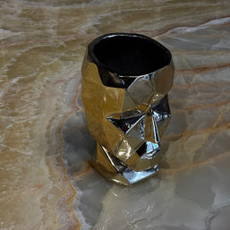 Soyut Yüz Saksı Gold Dekoratif Obje