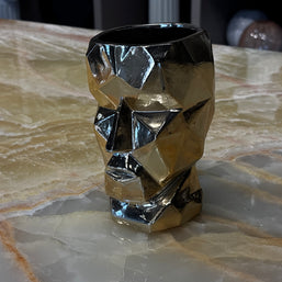 Soyut Yüz Saksı Gold Dekoratif Obje