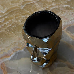 Soyut Yüz Saksı Gold Dekoratif Obje