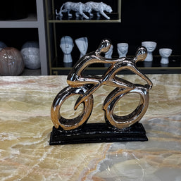 Soyut Bisiklet Figürü Gold Dekoratif Obje