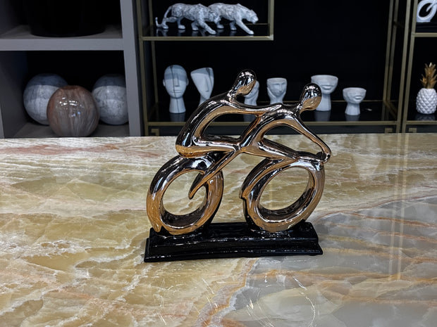 Soyut Bisiklet Figürü Gold Dekoratif Obje