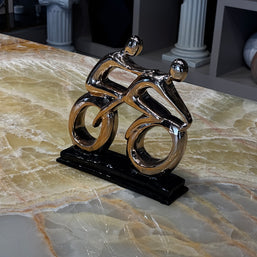 Soyut Bisiklet Figürü Gold Dekoratif Obje
