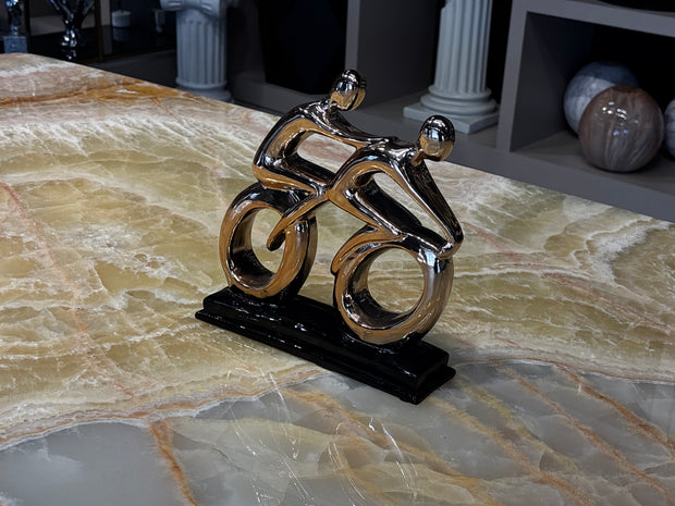 Soyut Bisiklet Figürü Gold Dekoratif Obje
