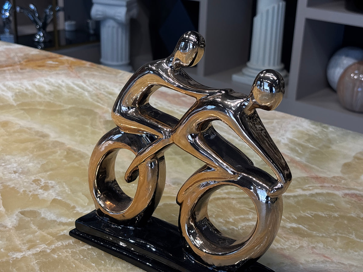 Soyut Bisiklet Figürü Gold Dekoratif Obje