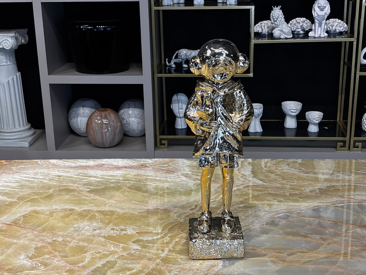 Kuşçu Astronot Figürü Parlak Gold Dekoratif Obje