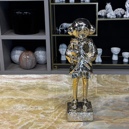 Kuşçu Astronot Figürü Parlak Gold Dekoratif Obje