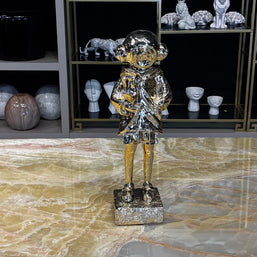 Kuşçu Astronot Figürü Parlak Gold Dekoratif Obje
