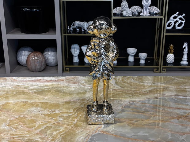 Kuşçu Astronot Figürü Parlak Gold Dekoratif Obje