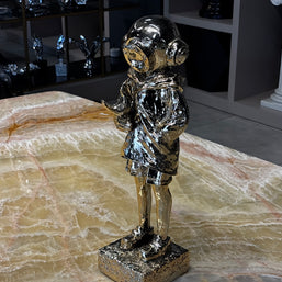 Kuşçu Astronot Figürü Parlak Gold Dekoratif Obje