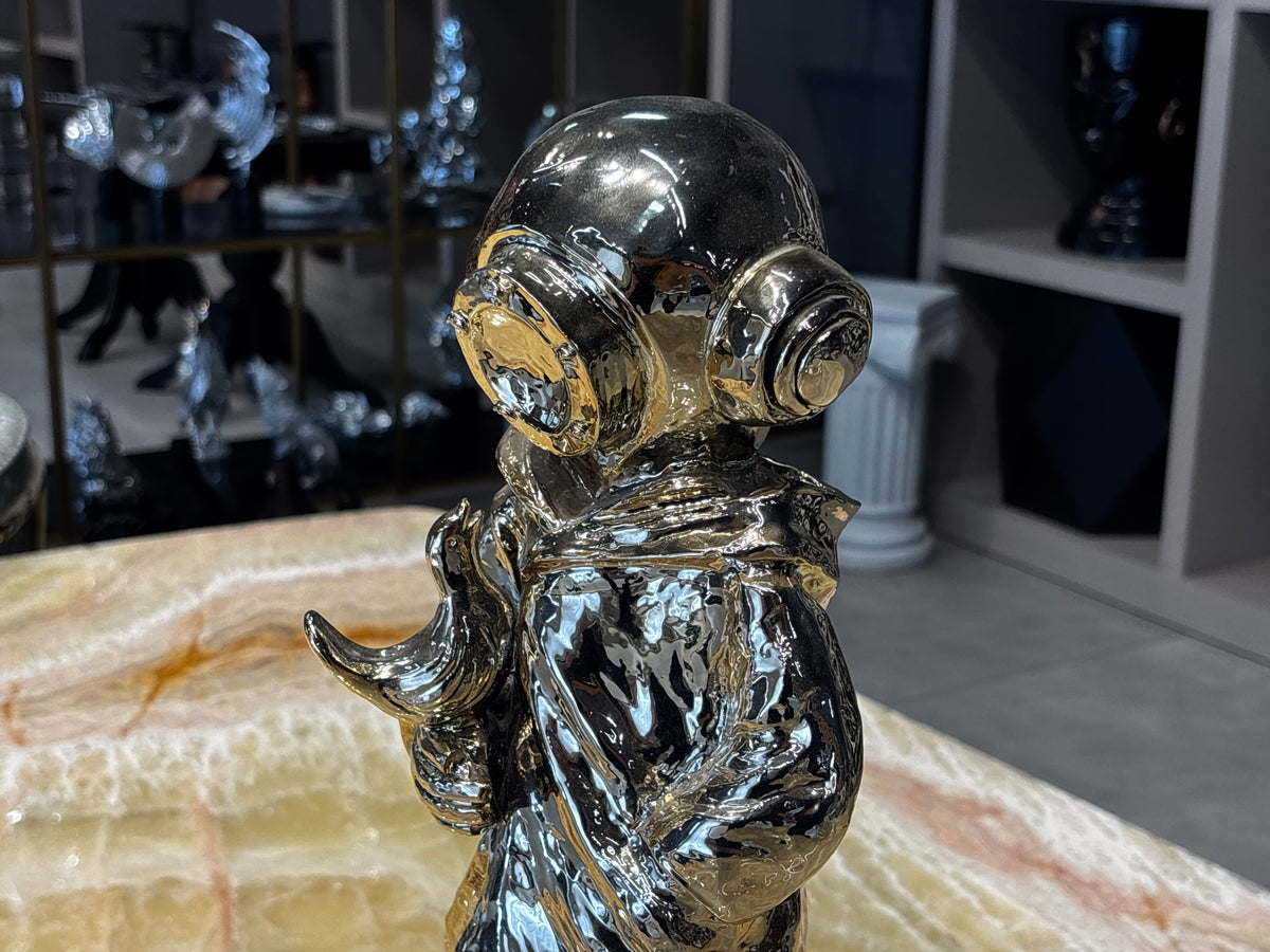 Kuşçu Astronot Figürü Parlak Gold Dekoratif Obje