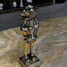 Kuşçu Astronot Figürü Parlak Gold Dekoratif Obje
