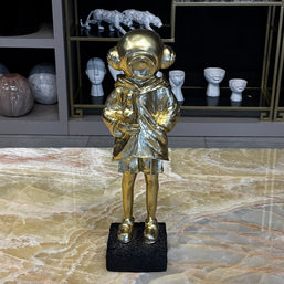 Kuşçu Astronot Figürü Gold Dekoratif Obje Mat