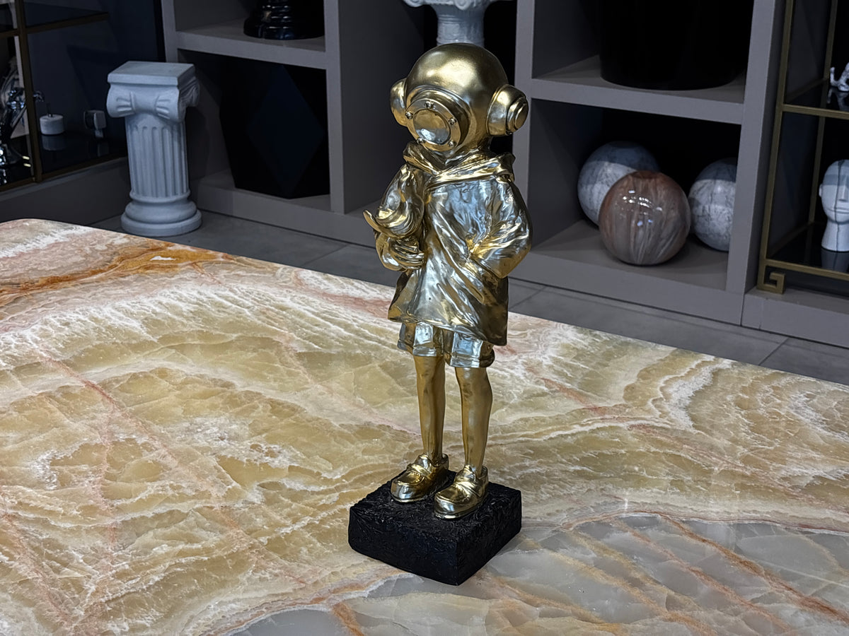 Kuşçu Astronot Figürü Gold Dekoratif Obje Mat