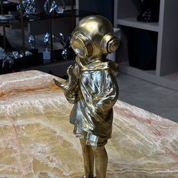 Kuşçu Astronot Figürü Gold Dekoratif Obje Mat