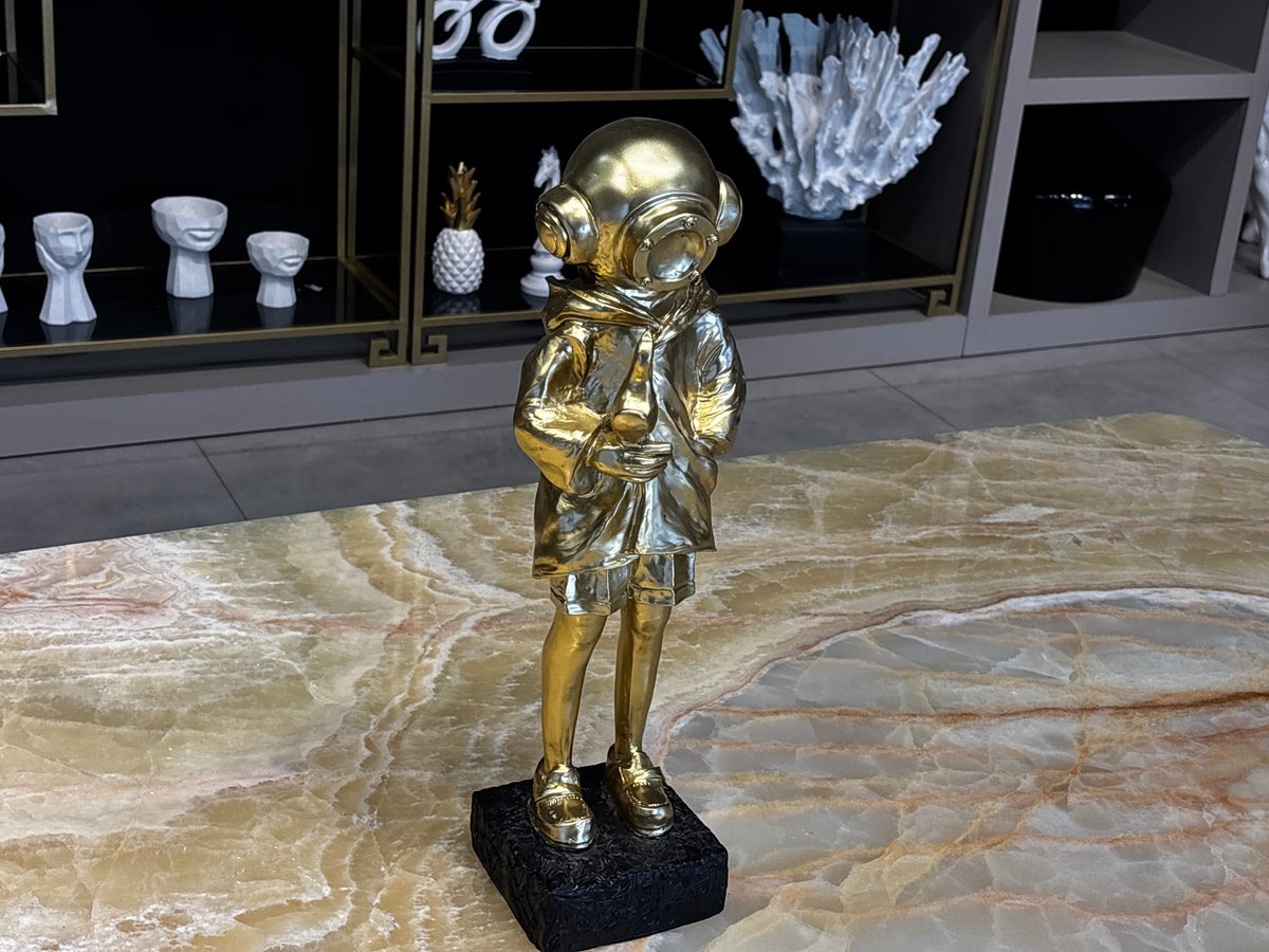 Kuşçu Astronot Figürü Gold Dekoratif Obje Mat