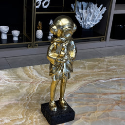 Kuşçu Astronot Figürü Gold Dekoratif Obje Mat