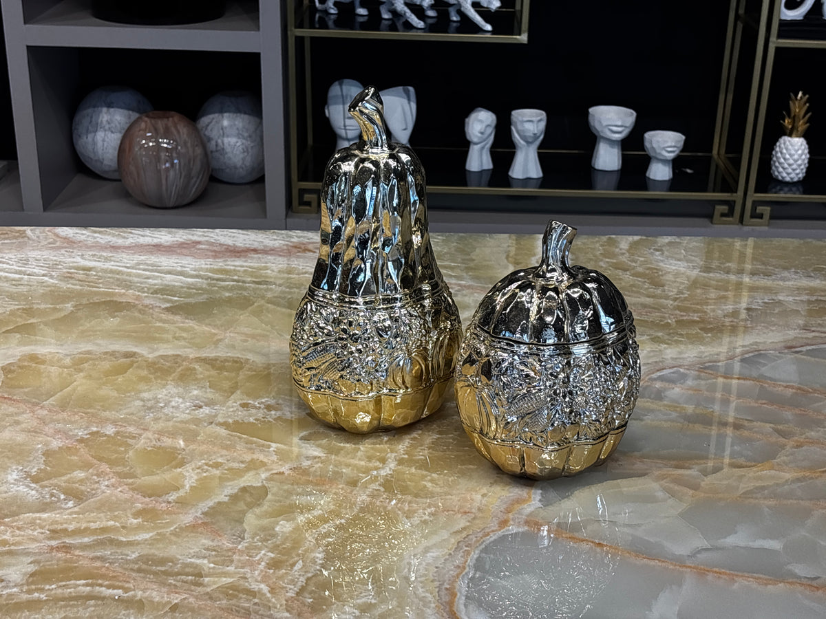İkili Kabak Parlak Gold Dekoratif Obje