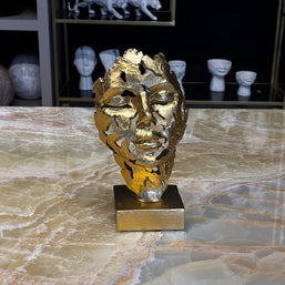Soyut Kadın Yüz Büst Gold Dekoratif Obje