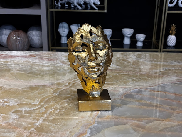 Soyut Kadın Yüz Büst Gold Dekoratif Obje