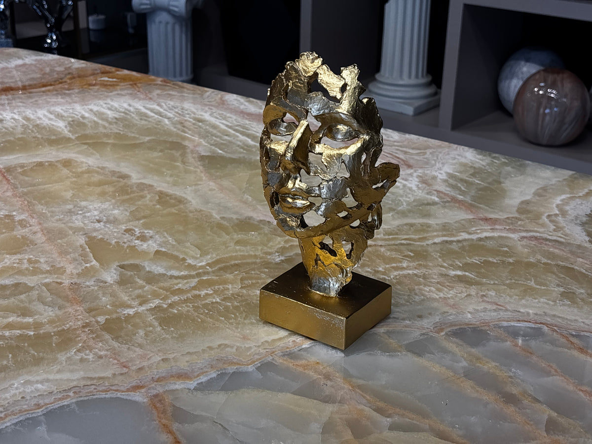 Soyut Kadın Yüz Büst Gold Dekoratif Obje