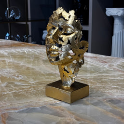 Soyut Kadın Yüz Büst Gold Dekoratif Obje