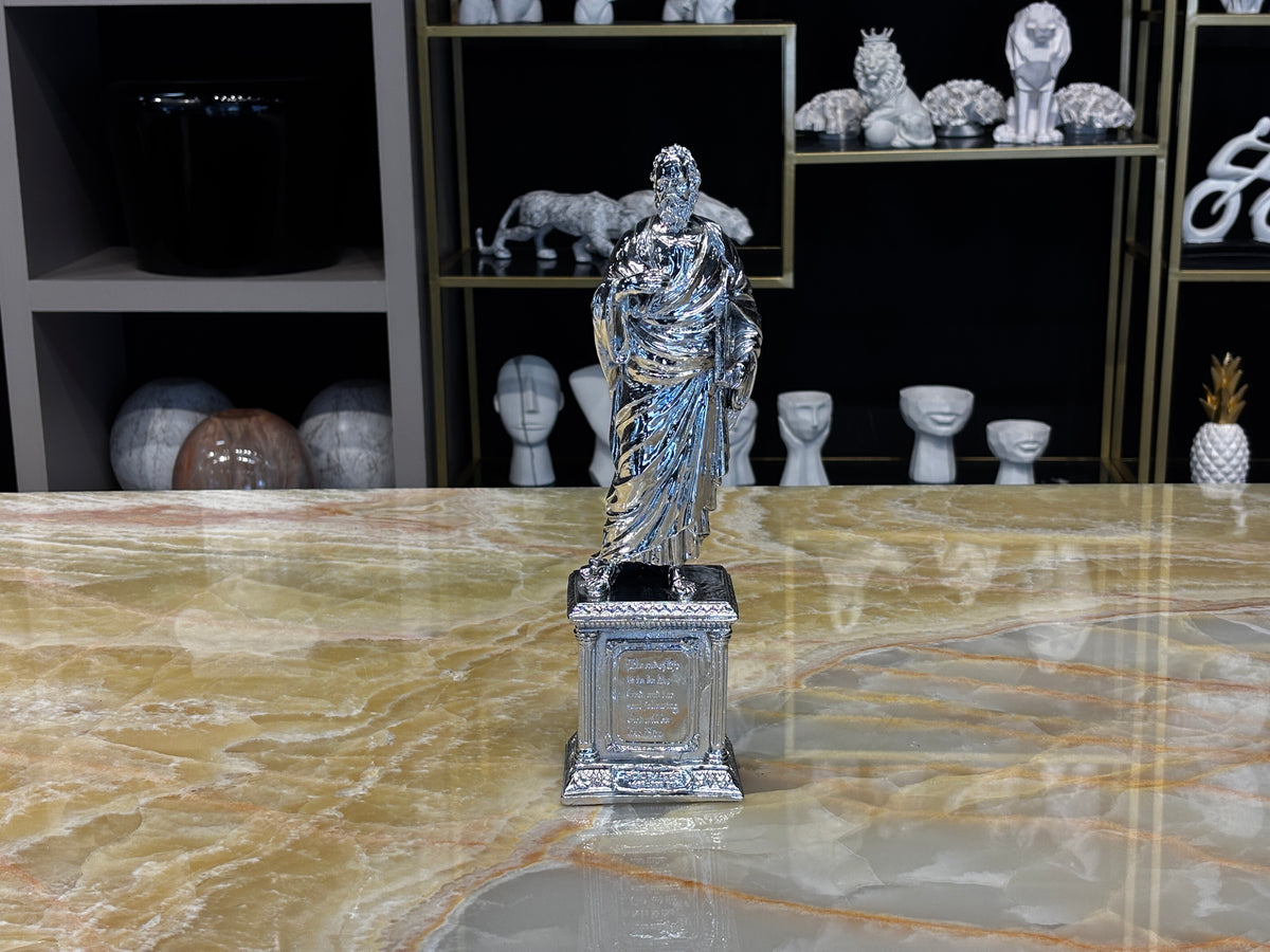 Sokrates Büst Silver Dekoratif Obje