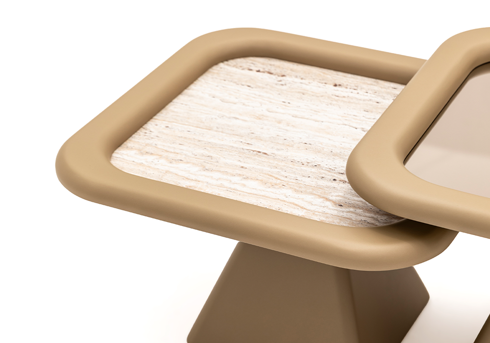 Adrasan ikili sehpa traverten desenli yüzey Homevse