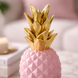Ananas Pembe Gold Dekoratif Obje