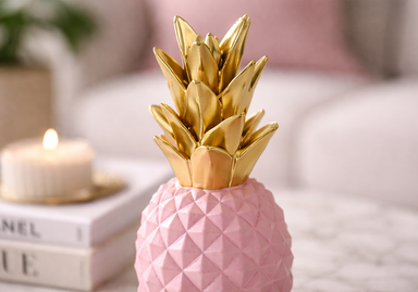Ananas Pembe Gold Dekoratif Obje