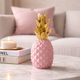 Ananas Pembe Gold Dekoratif Obje