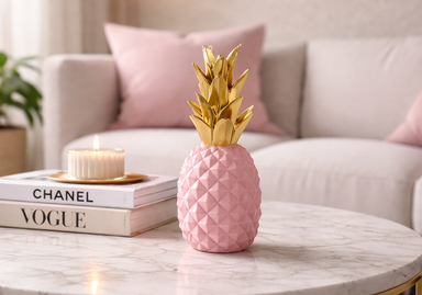Ananas Pembe Gold Dekoratif Obje