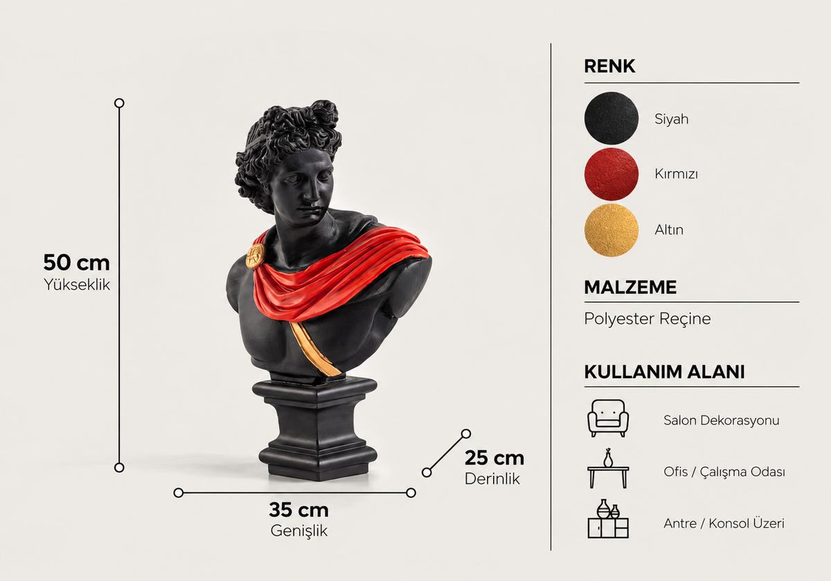 Apollo Büst Dekoratif Obje