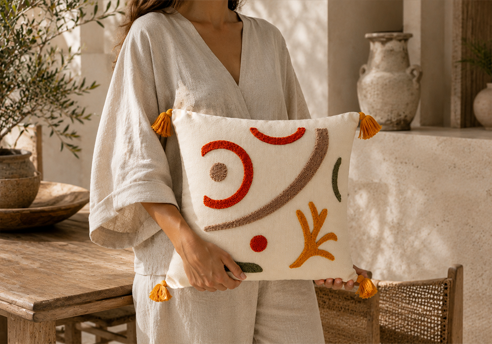 Arova modern tasarım nakışlı kırlent modeli