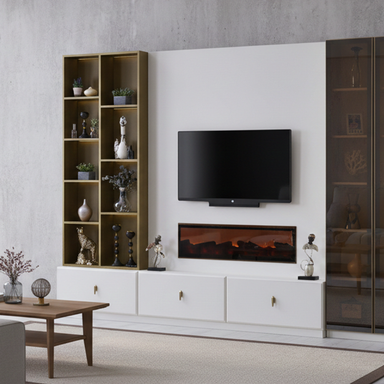 Modern tasarımlı Asel TV ünitesi oturma odası dekoru