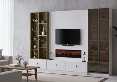 Modern tasarımlı Asel TV ünitesi oturma odası dekoru