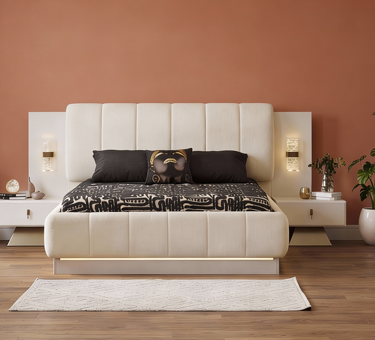 Asel yatak odası dokunmatik aplik ve kablosuz şarj özellikli karyola Homevse