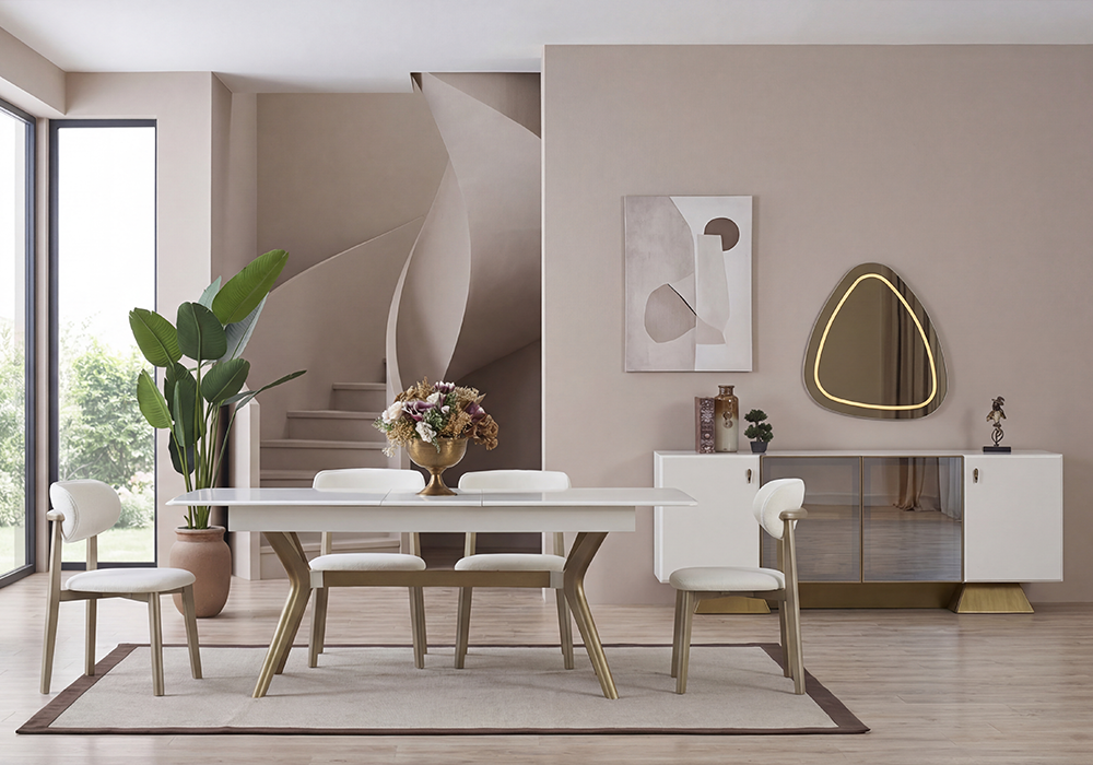 Asel yemek odası aytaşı renk modern masa sandalye takımı Homevse