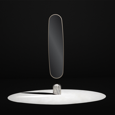 Modern oval boy aynası mermer detaylı dekoratif ayna