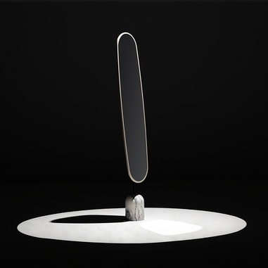 Modern oval boy aynası mermer detaylı dekoratif ayna