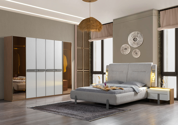 Aspendos yatak odası takımı LED aydınlatmalı modern tasarım