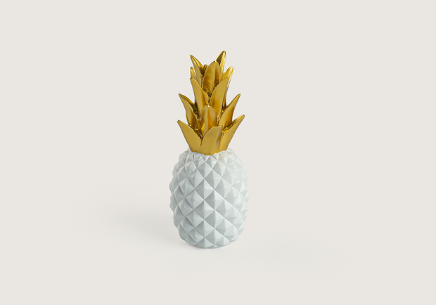 Modern yaşam alanı için ananas figürlü beyaz gold dekoratif aksesuar