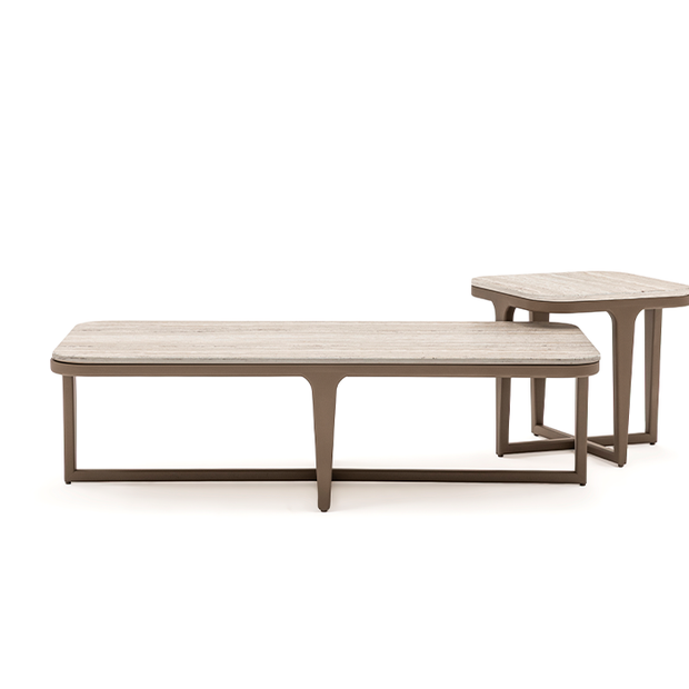 Bigadiç ikili orta sehpa traverten desenli modern tasarım Homevse