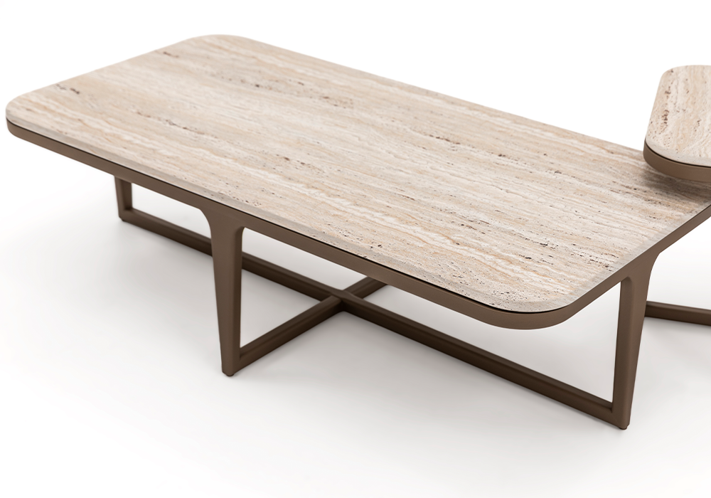 Bigadiç orta sehpa traverten desen vizon renk üst yüzey Homevse