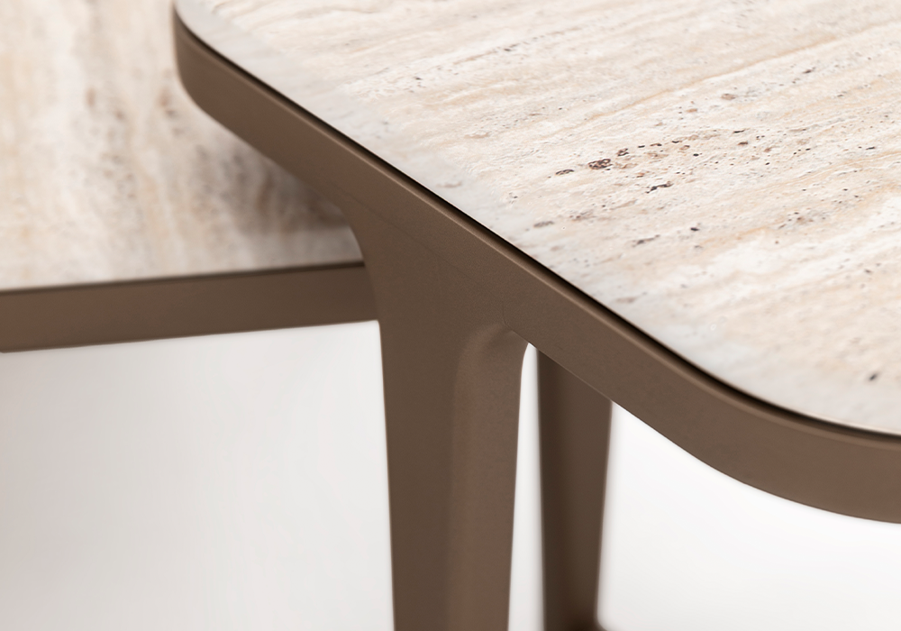 Bigadiç kare ve dikdörtgen form ikili traverten desenli orta sehpa Homevse