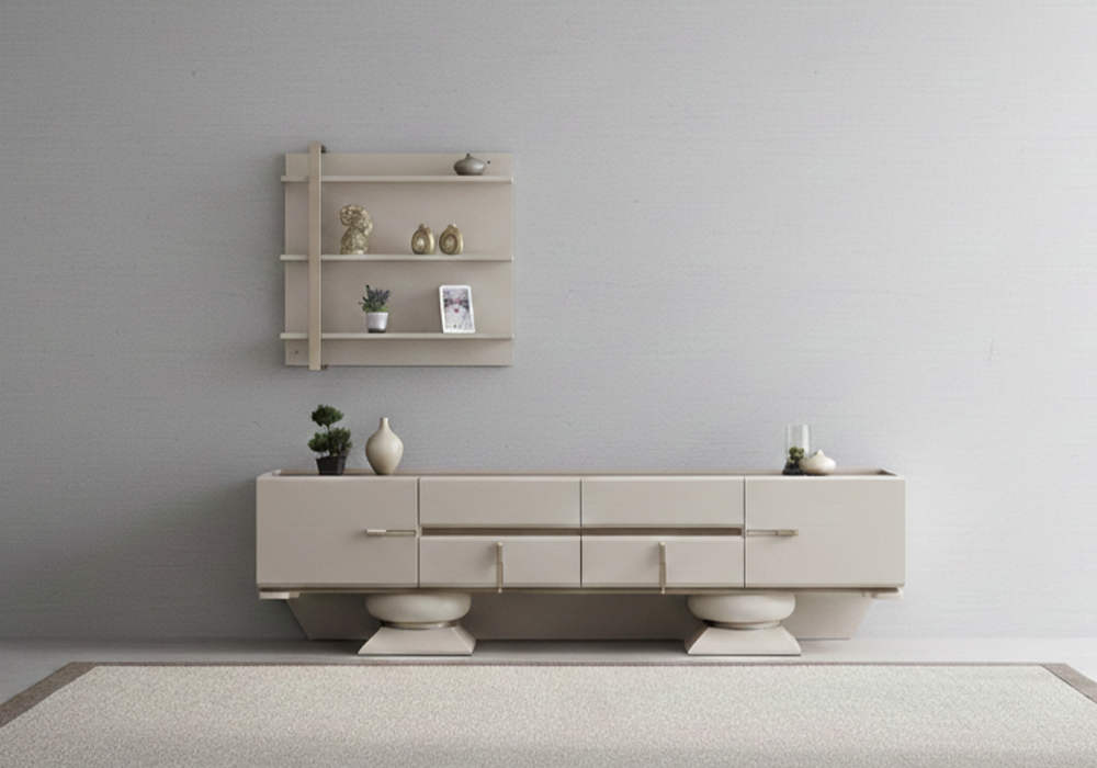 Bonita kum beji modern TV ünitesi Homevse