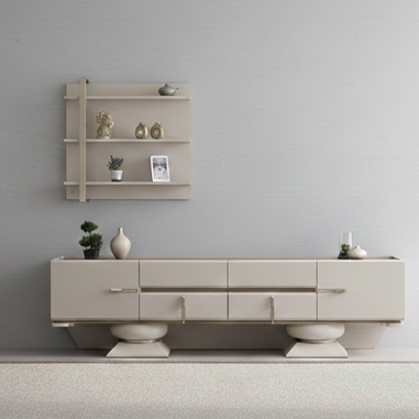 Bonita kum beji modern TV ünitesi Homevse