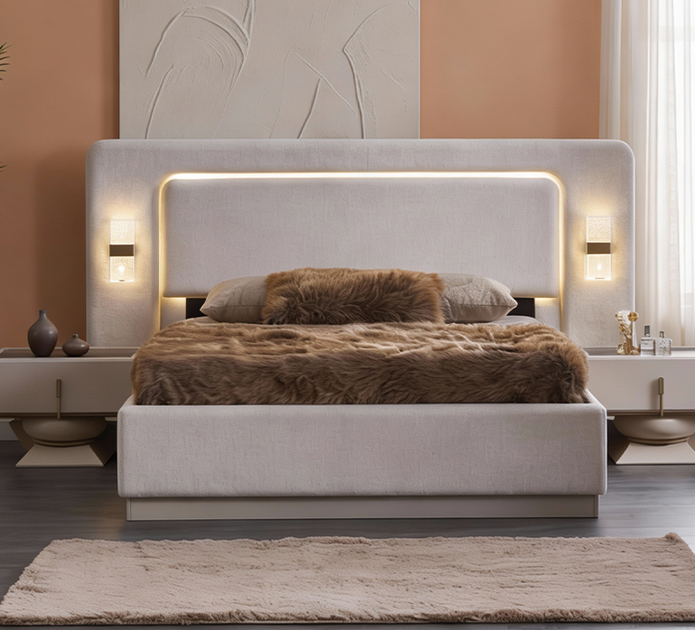 Bonita yatak odası dokunmatik aplik ve kablosuz şarj özellikli karyola Homevse